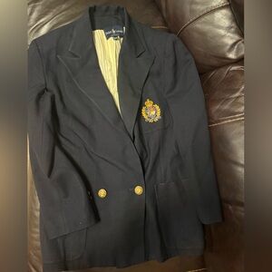Vintage Ralph Lauren navy blazer Embroidered Detail